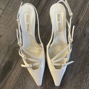 Miu Miu kitten heel slingback pumps